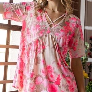 Floral babydoll top